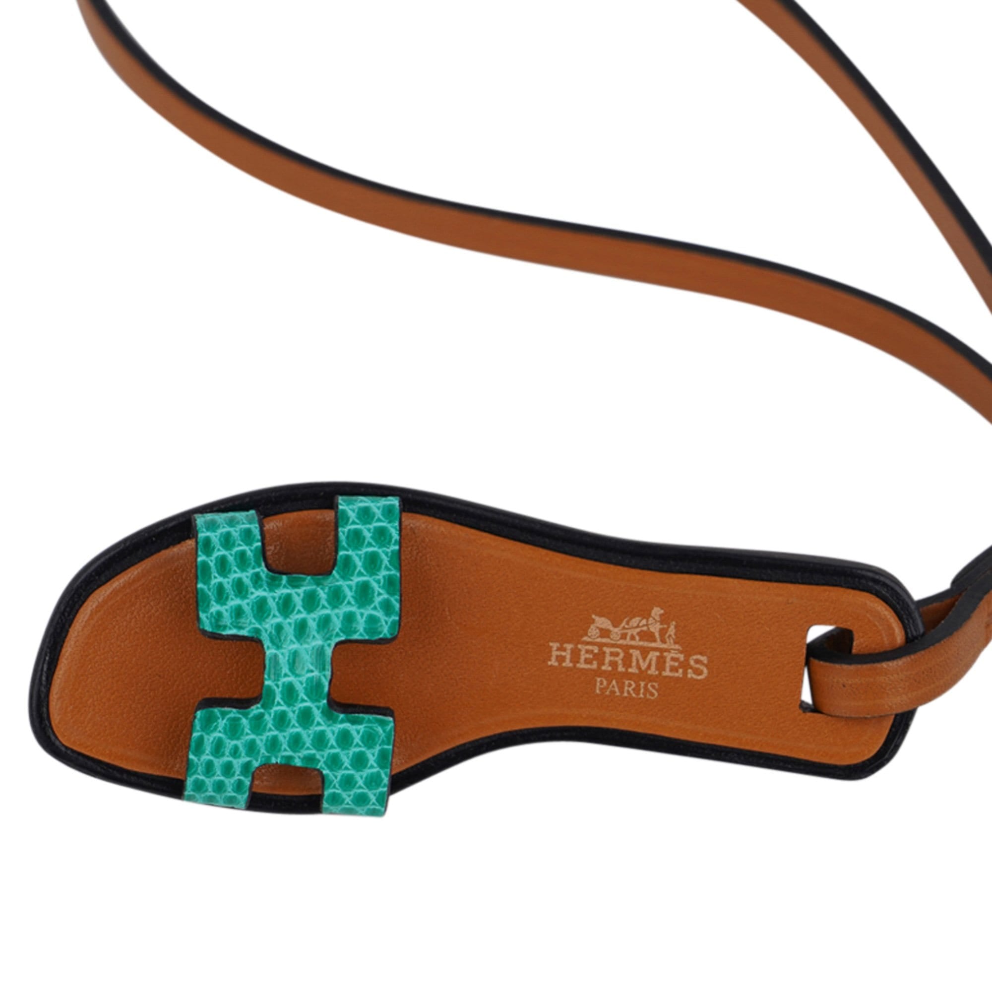 Hermes Oran Nano Bag Charm Green Lizard New w/ Box