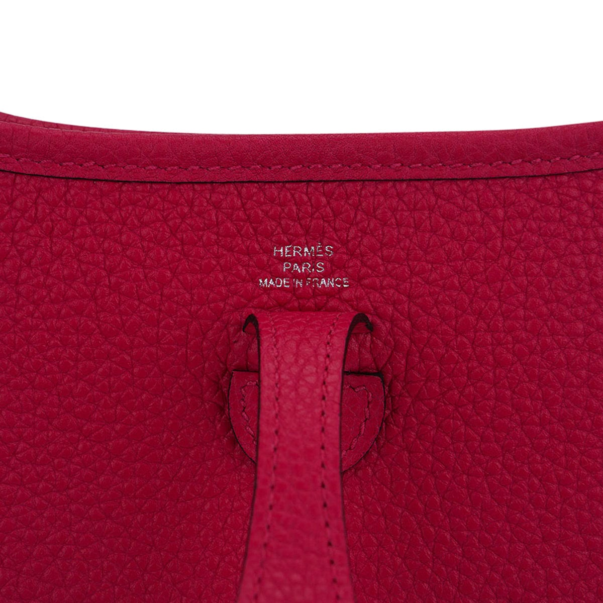 Hermes Mini Evelyne III TPM Bag Framboise Clemence Leather with Palladium Hardware