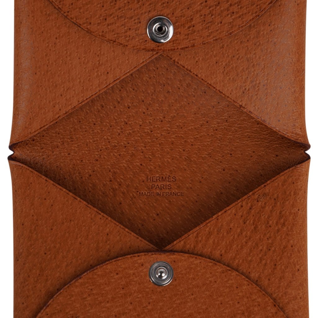 Hermes Calvi Card Holder Peau Porc Leather in Toffee New w/ Box For Sale at  1stDibs