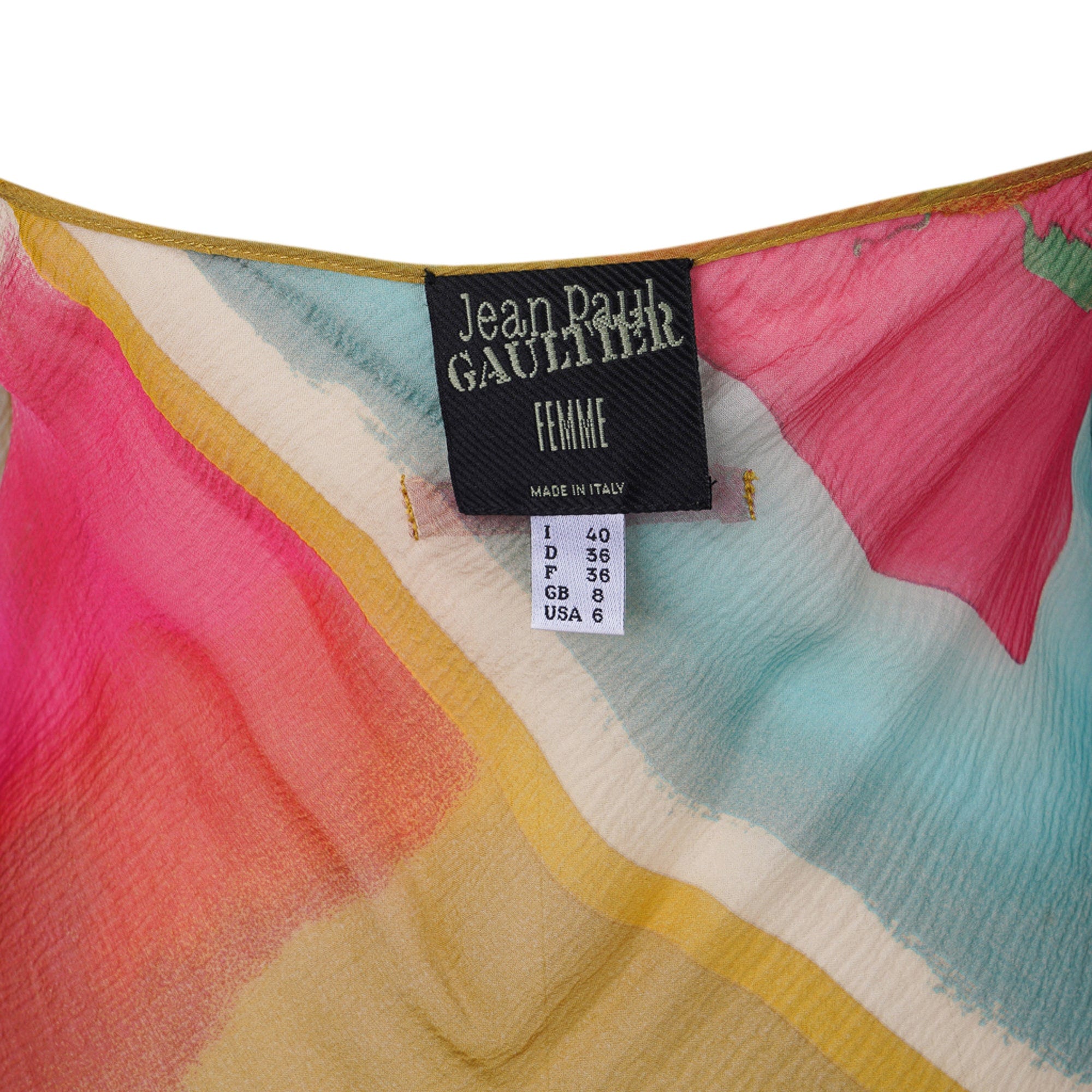 Jean Paul Gaultier Vintage Halter Dress Silk Chiffon Lush Flowers Divine Colours  40 / 6