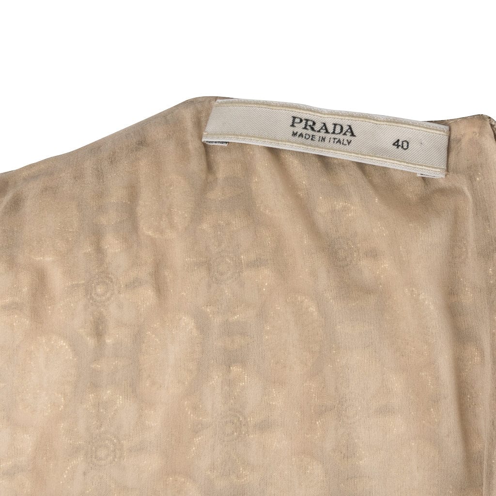 Prada Vintage Top Embroidered Brocade Nude Gold and Brown 40 / 4