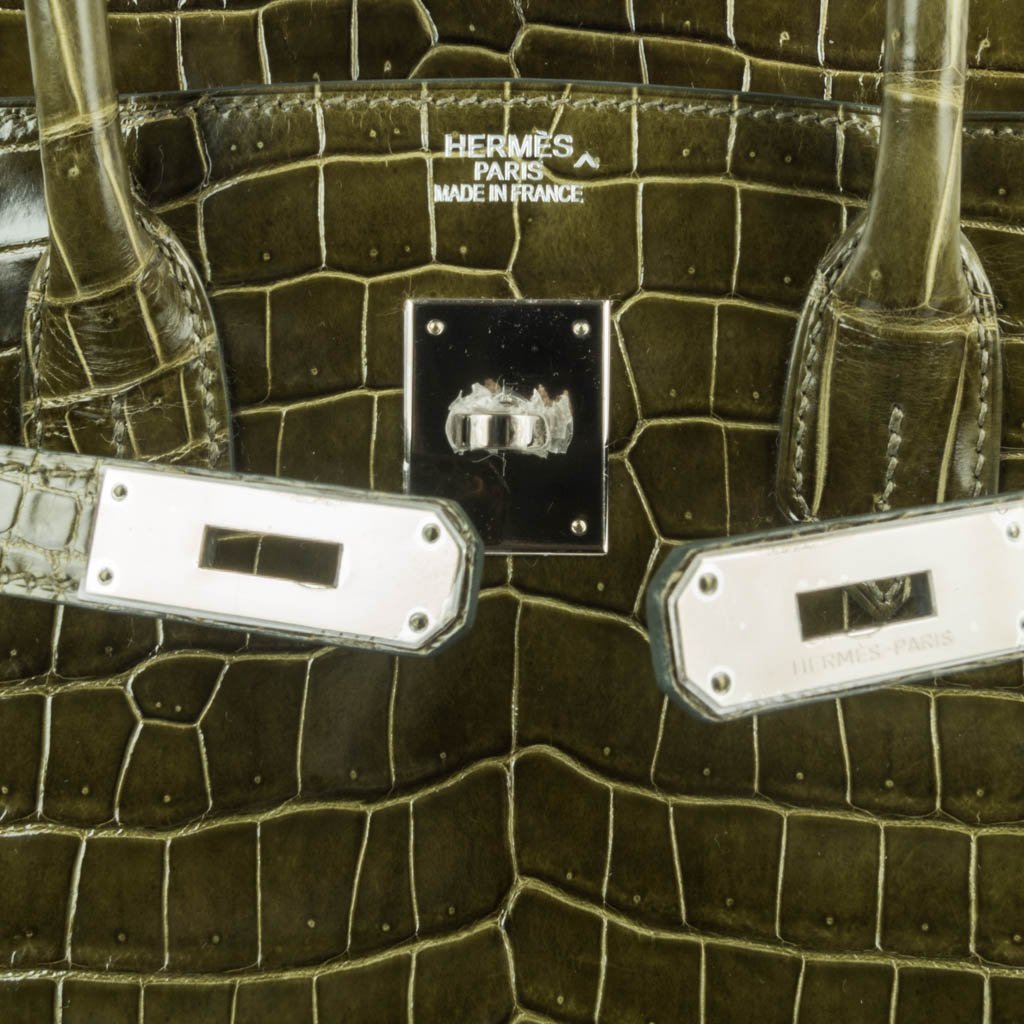 Hermes Birkin 35 Bag Vert Veronese Porosus Crocodile Palladium Hardware