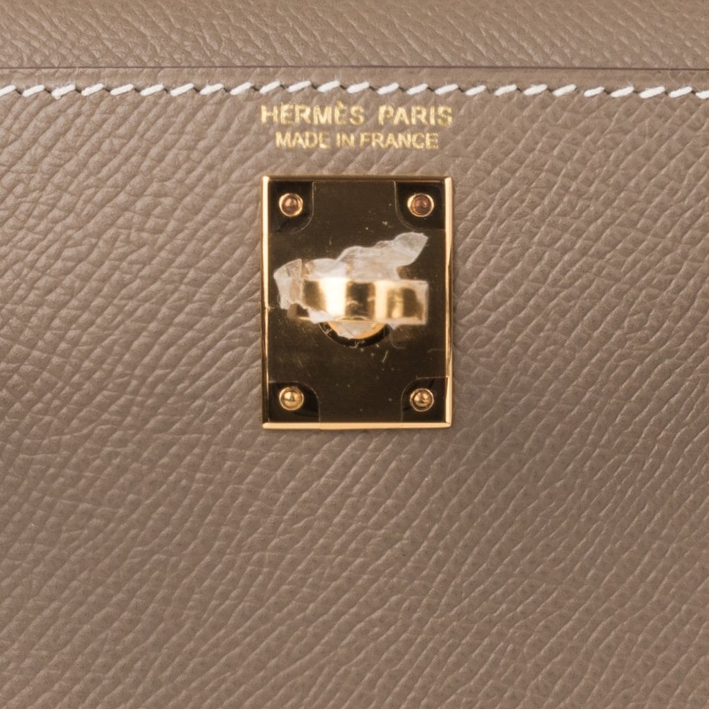 Hermes Kelly 20 Sellier Mini Kelly II Etoupe Limited Edition Epsom Gold  Hardware • MIGHTYCHIC • 