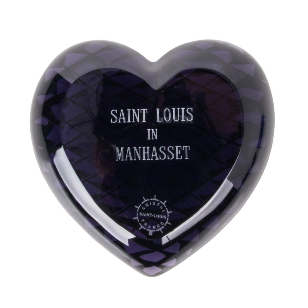 Hermes St. Louis Crystal Purple Paperweight (Quilted) Heart 24K Gold Detail