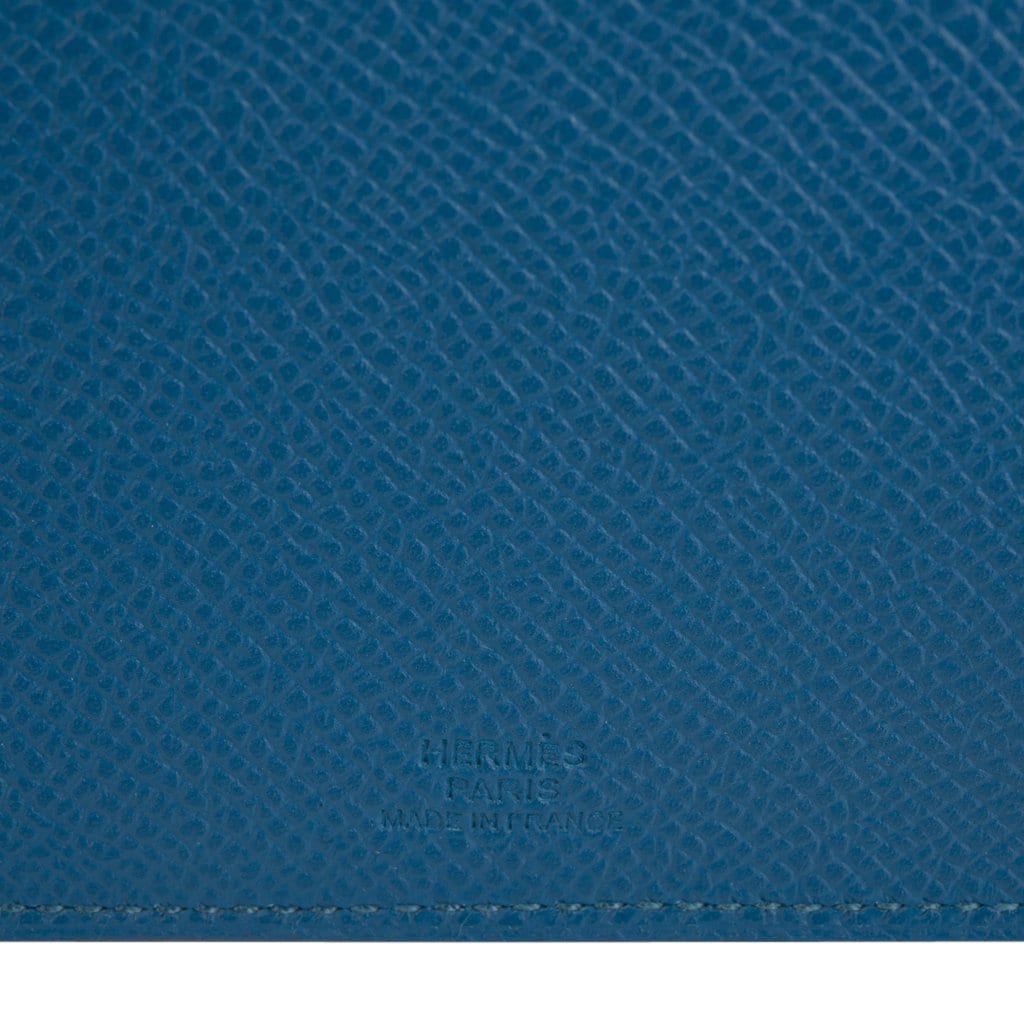 Hermes Tarmac Passport Holder Blue Glacier Epsom Blue Brighton
