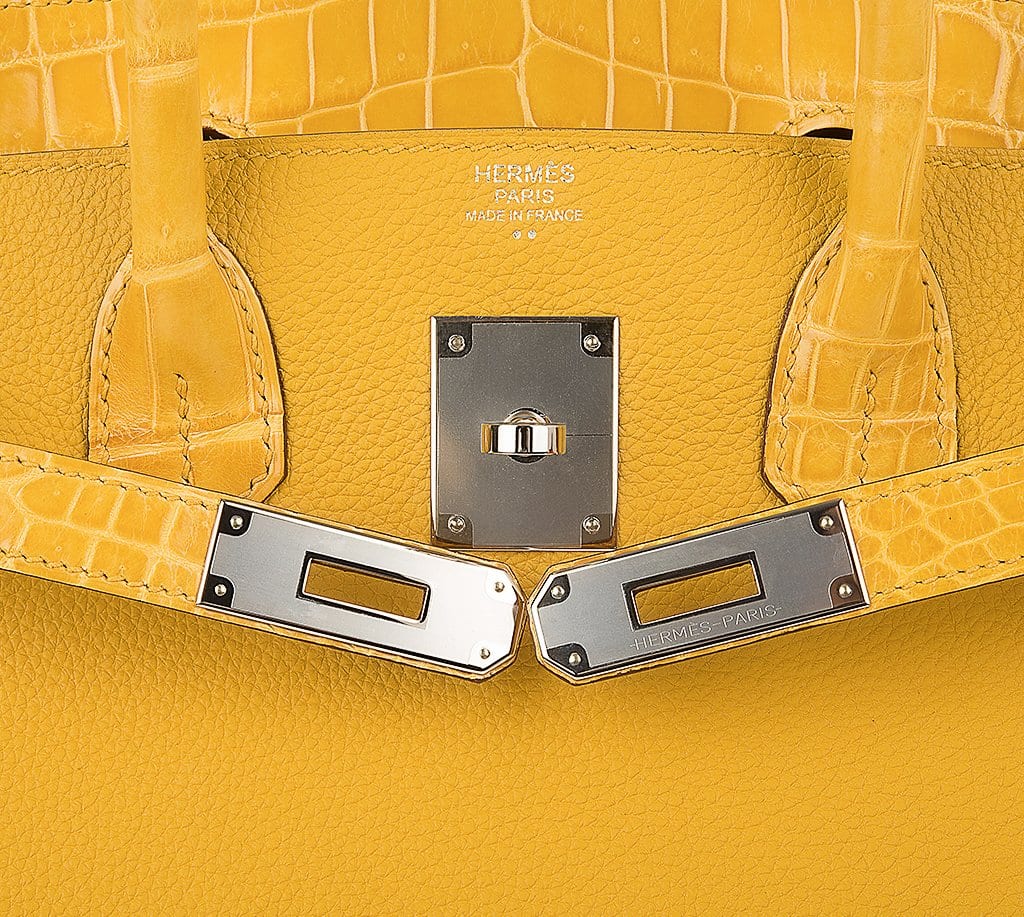 Hermes Birkin Bag 25cm Jaune Amber Touch Crocodile Limited Edition