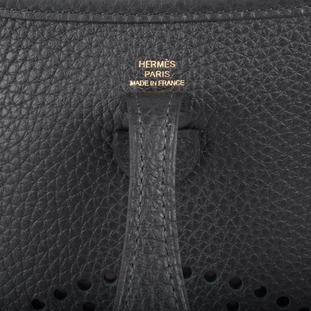 Hermes Mini Evelyne TPM Bag Black Clemence Leather with Gold