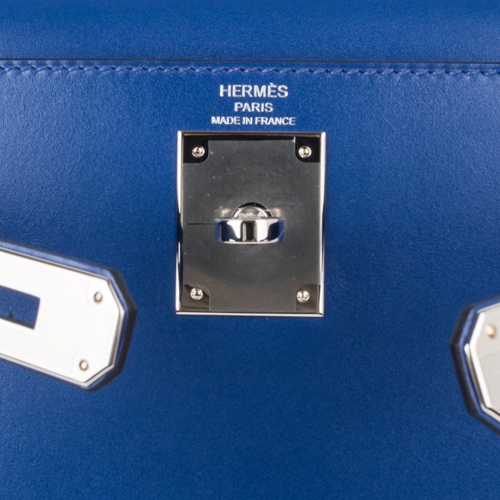 HERMES Tadelakt Birkin 30 Bleu Electrique 586352