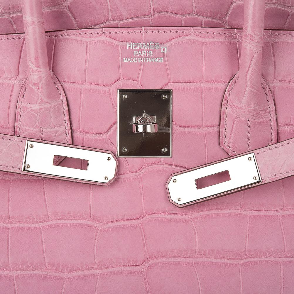 Hermès Birkin 35cm Crocodile Matte Pororus Bubblegum Pink Palladium Ha –  SukiLux