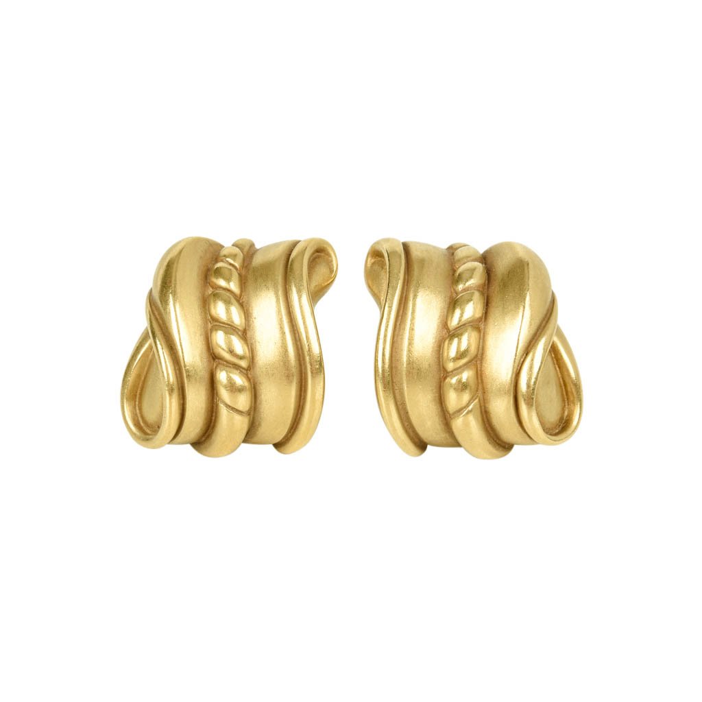 Barry Kieselstein-Cord Earrings Omega Collection Signature Green 18K Gold - mightychic