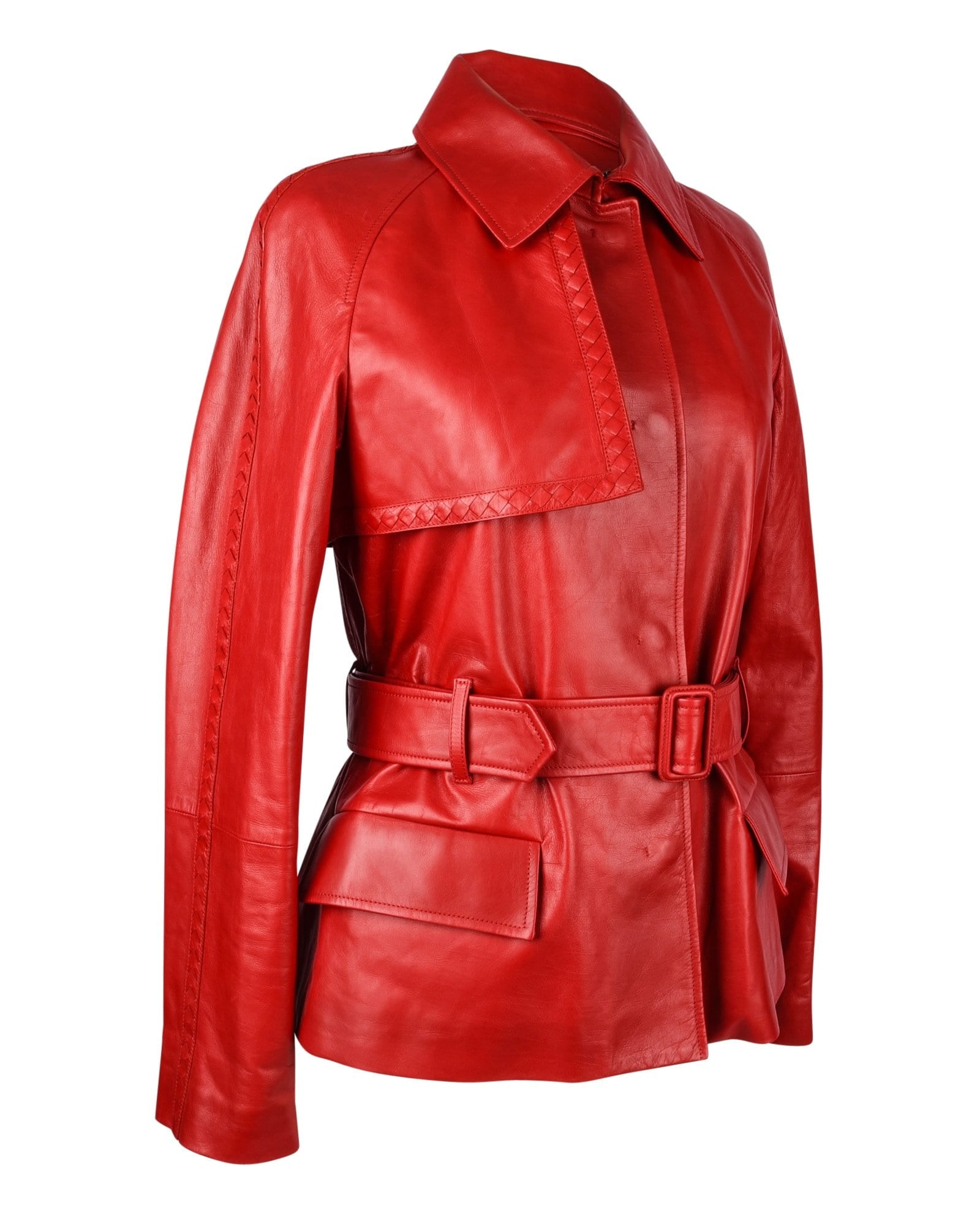 Bottega Veneta Jacket Red Leather Trench Inspired 42 / 8 New – Mightychic
