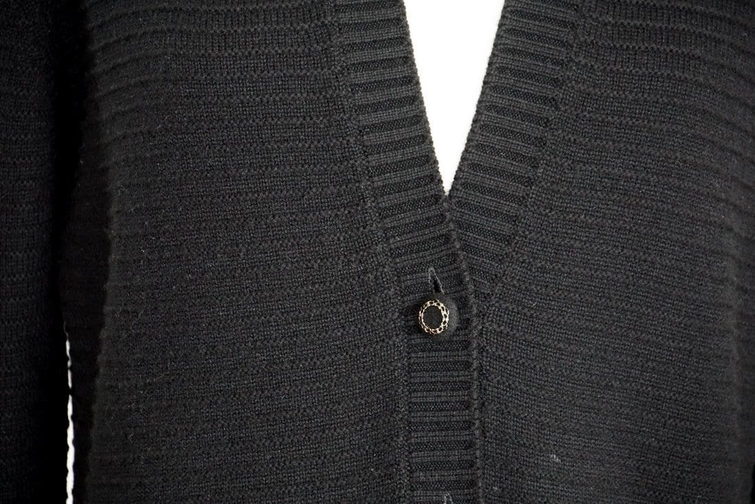 Chanel 08A Sweater Cardigan Long Black Cashmere 42 / 8 - mightychic