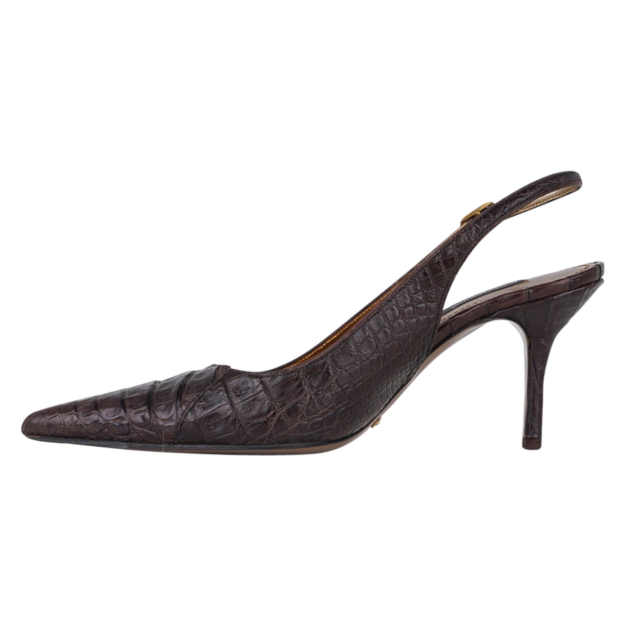 Dolce & Gabbana Brown Crocodile Signature Slingback Shoe  40  fits 9