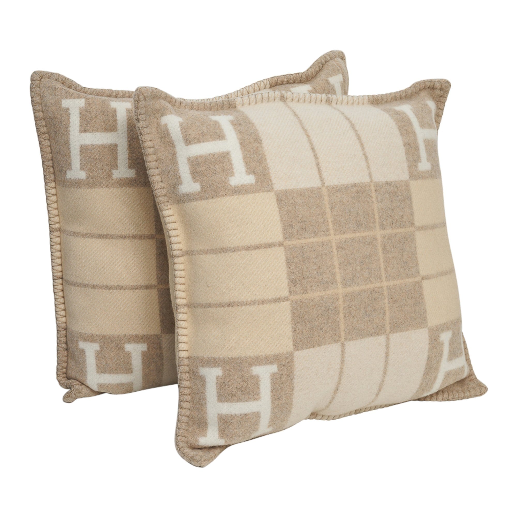 Hermes Cushion Avalon III PM H Camomille / Coco Throw Pillow Set of 2