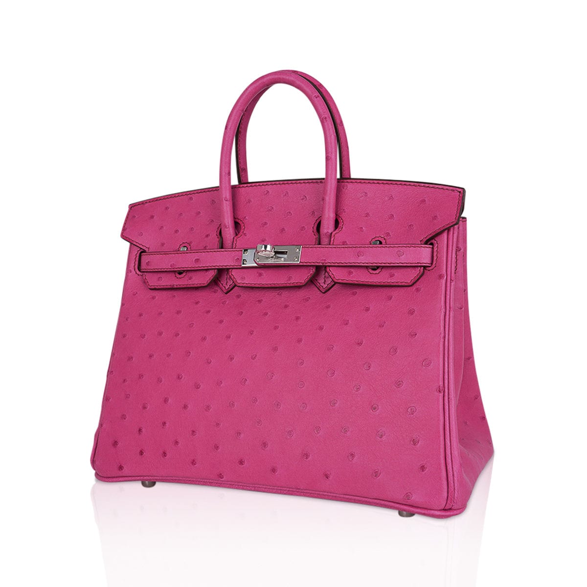 HERMES Birkin 25 Pink Ostrich Exotic Skin Palladium Top Handle Tote Bag For  Sale at 1stDibs