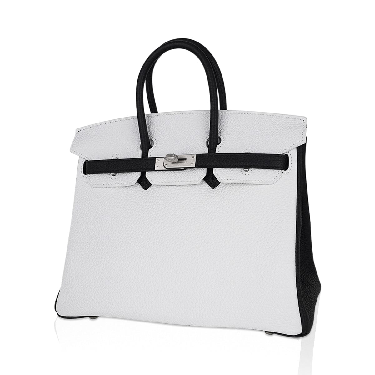 Hermes HSS White and Black Clemence Birkin 25 Brushed Gold Hardware –  Madison Avenue Couture