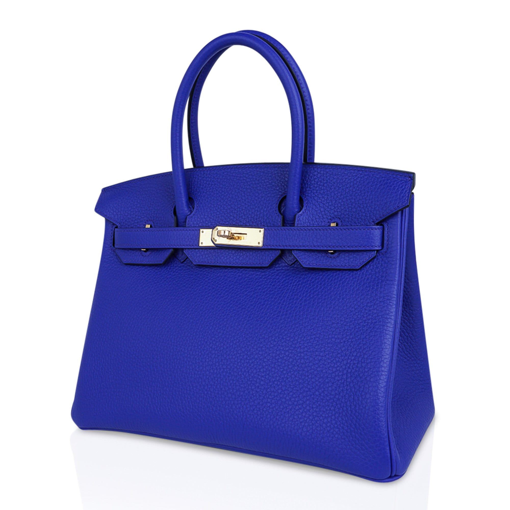 Hermes Birkin Bag, Blue Sapphire, 30cm, Clemence with gold