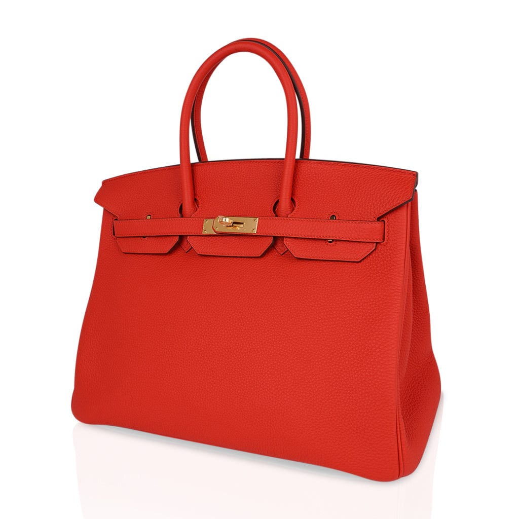 Hermès Birkin 35 In Capucine Togo With Palladium Hardware in Red
