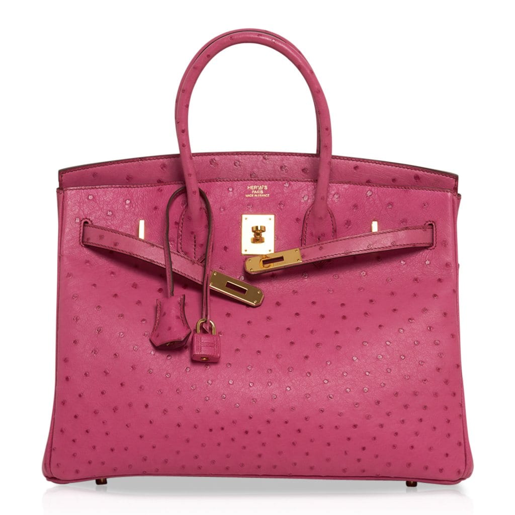 Hermes 30cm Fuchsia Pink Ostrich Gold Plated Birkin Bag - Yoogi's
