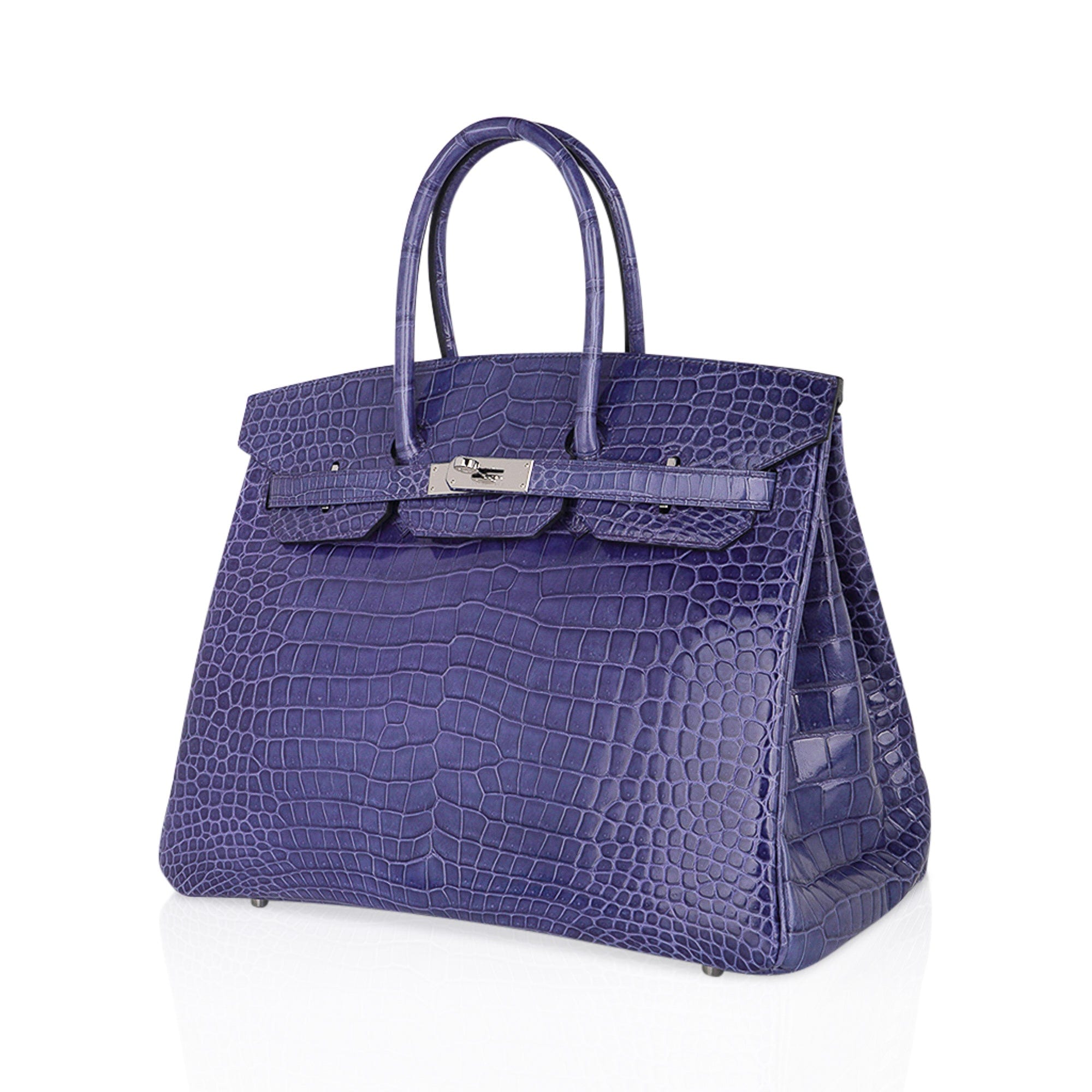 Hermes Birkin 35 Women Handbag Rare Blue Togo Palladium Hardware Bag with  Box