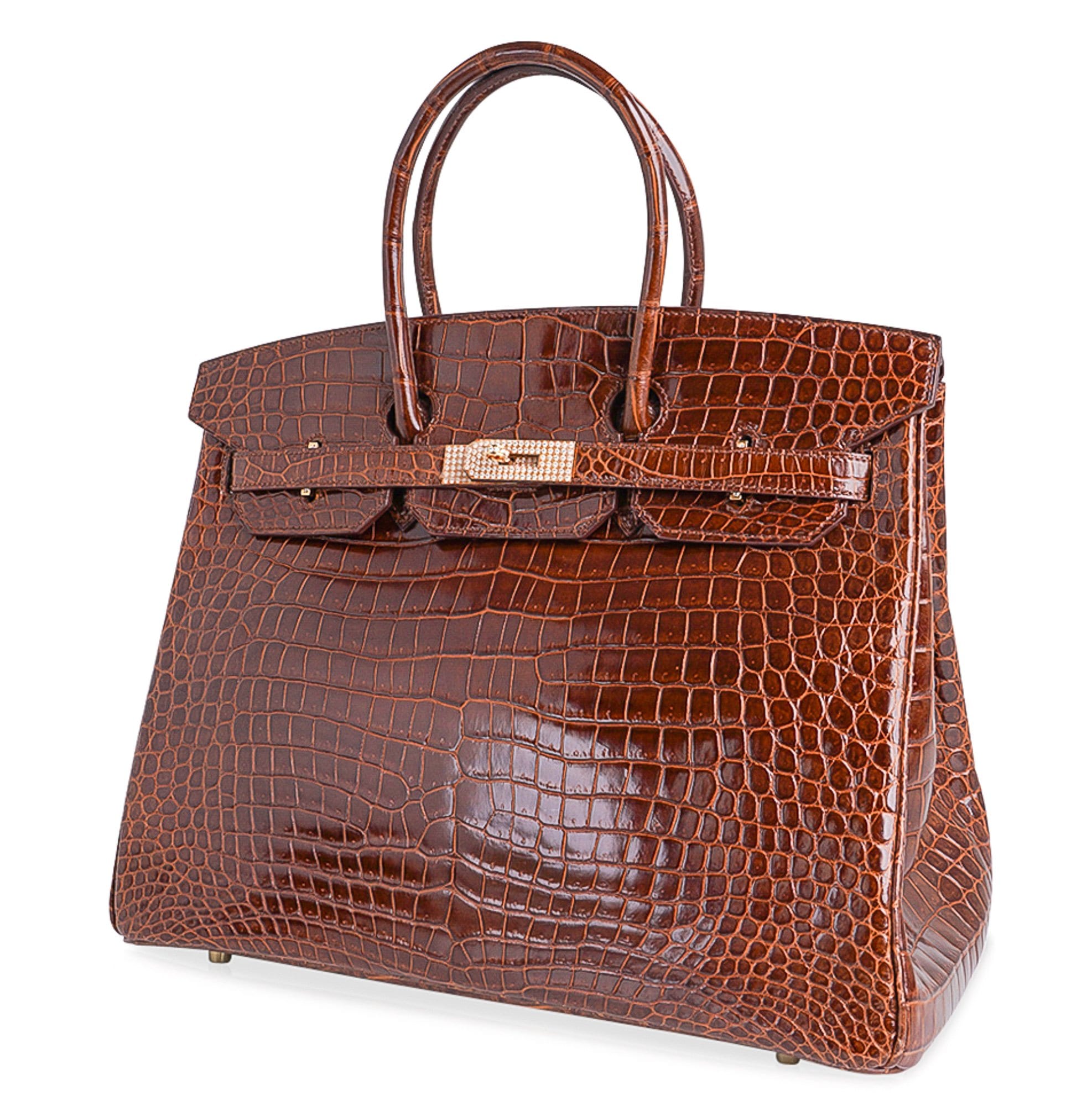 Birkin 35 crocodile handbag Hermès Orange in Crocodile - 5504698