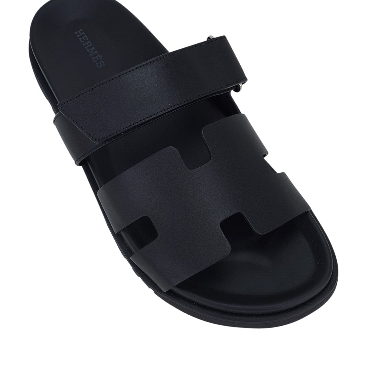 Hermes Chypre Sandal Mens Green Suede Black H Logo Slide Slip On Flop Flat  44 11
