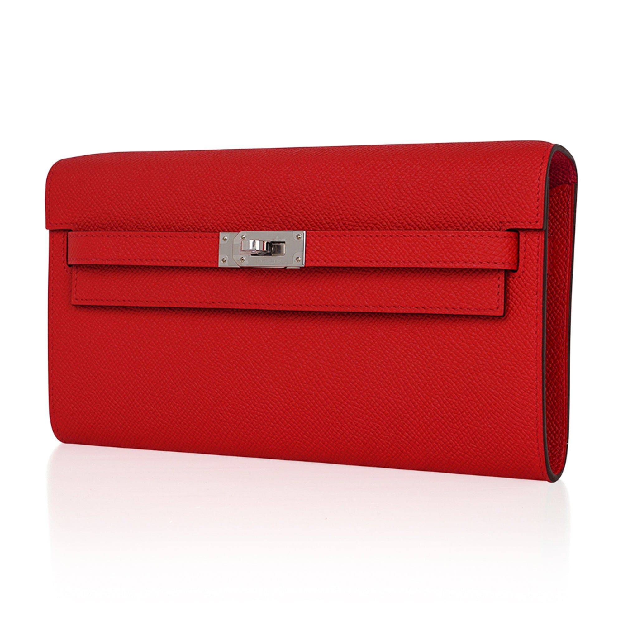 Hermes Verso Kelly Classique To Go Wallet Rouge de Coeur & Rose Extreme Epsom Leather with Palladium Hardware