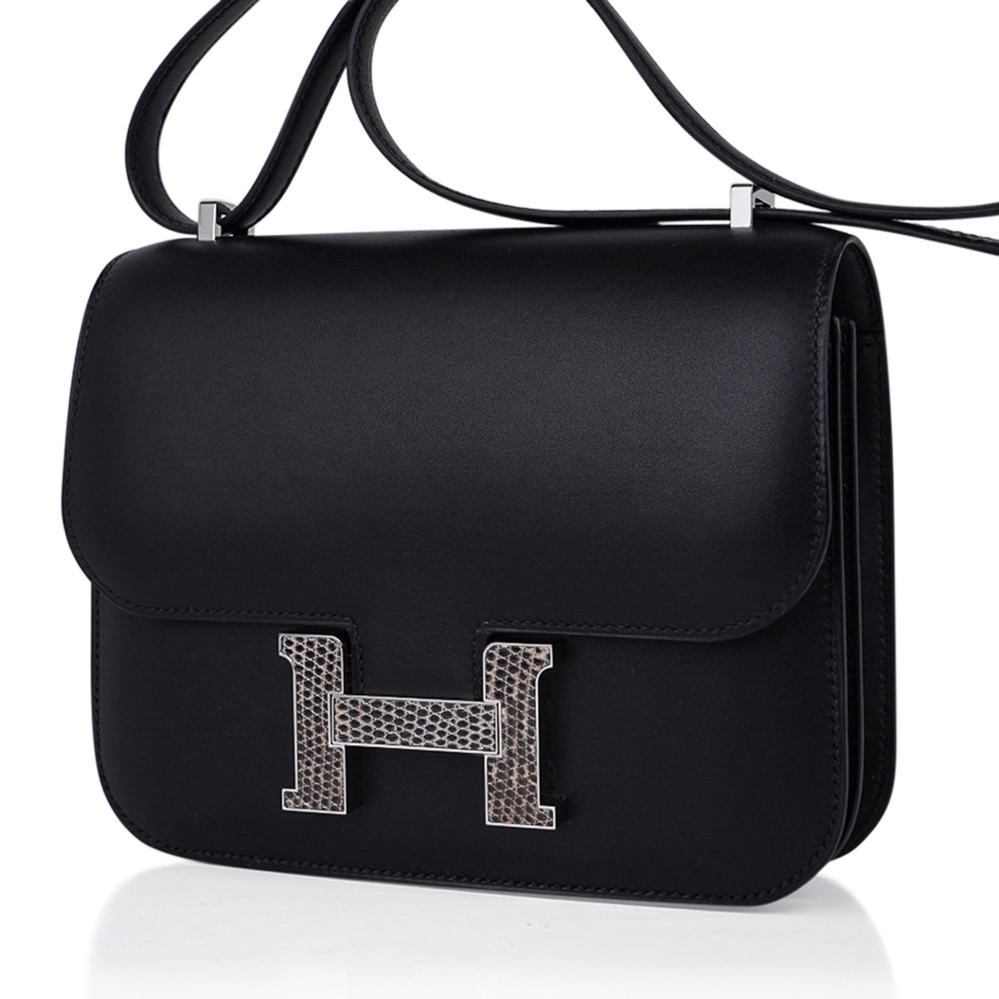 Hermes Constance 23 Bag 89 Noir Box With Lizard Buckle