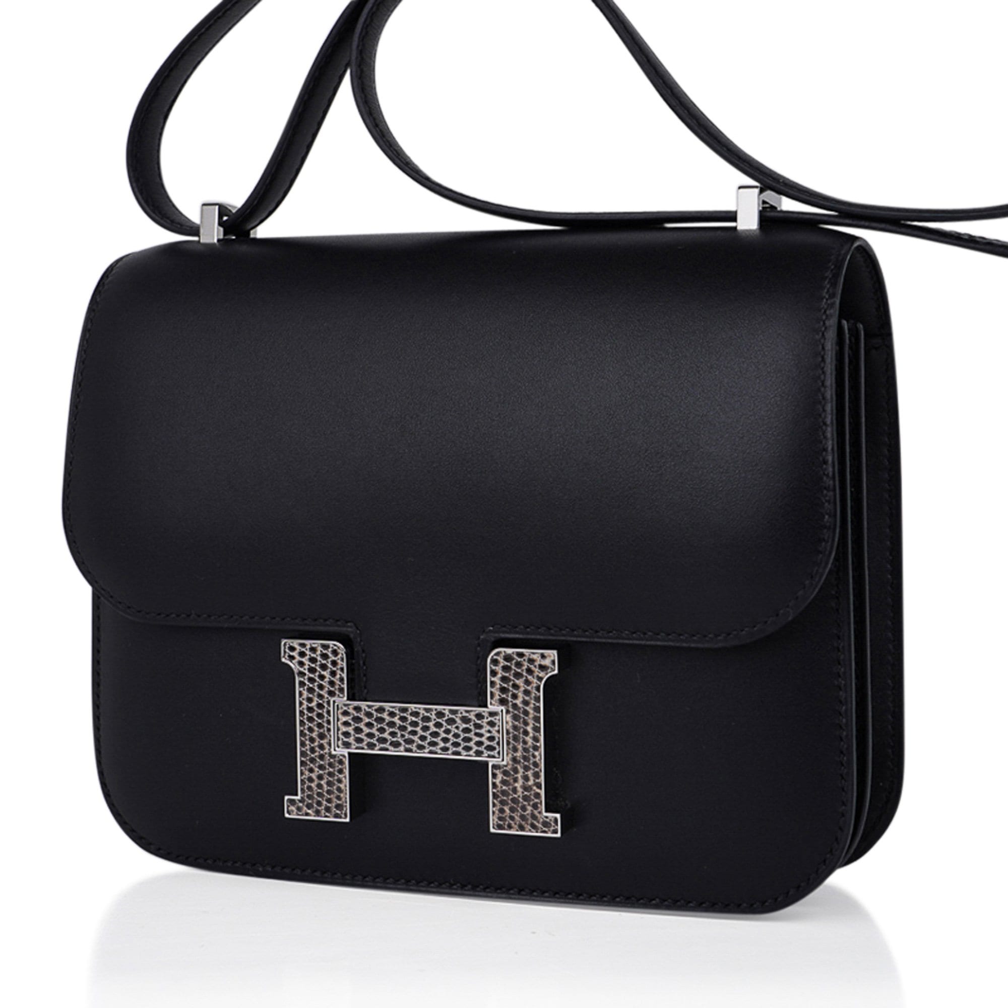Hermès Constance Mini Shoulder Bag in Black Lizzard