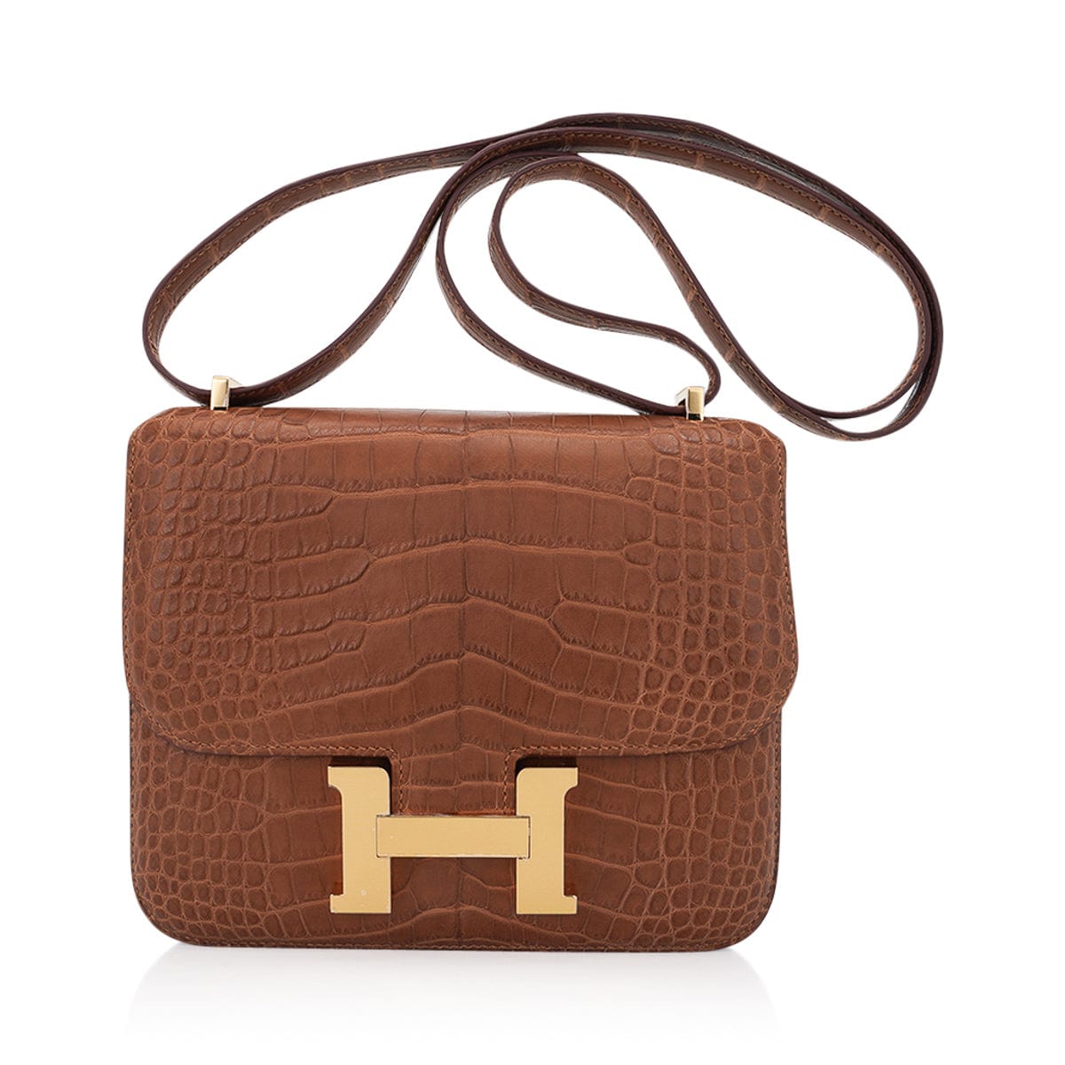 Hermes Vanille Matte Crocodile Constance Mini 18/19 Handbag Bag