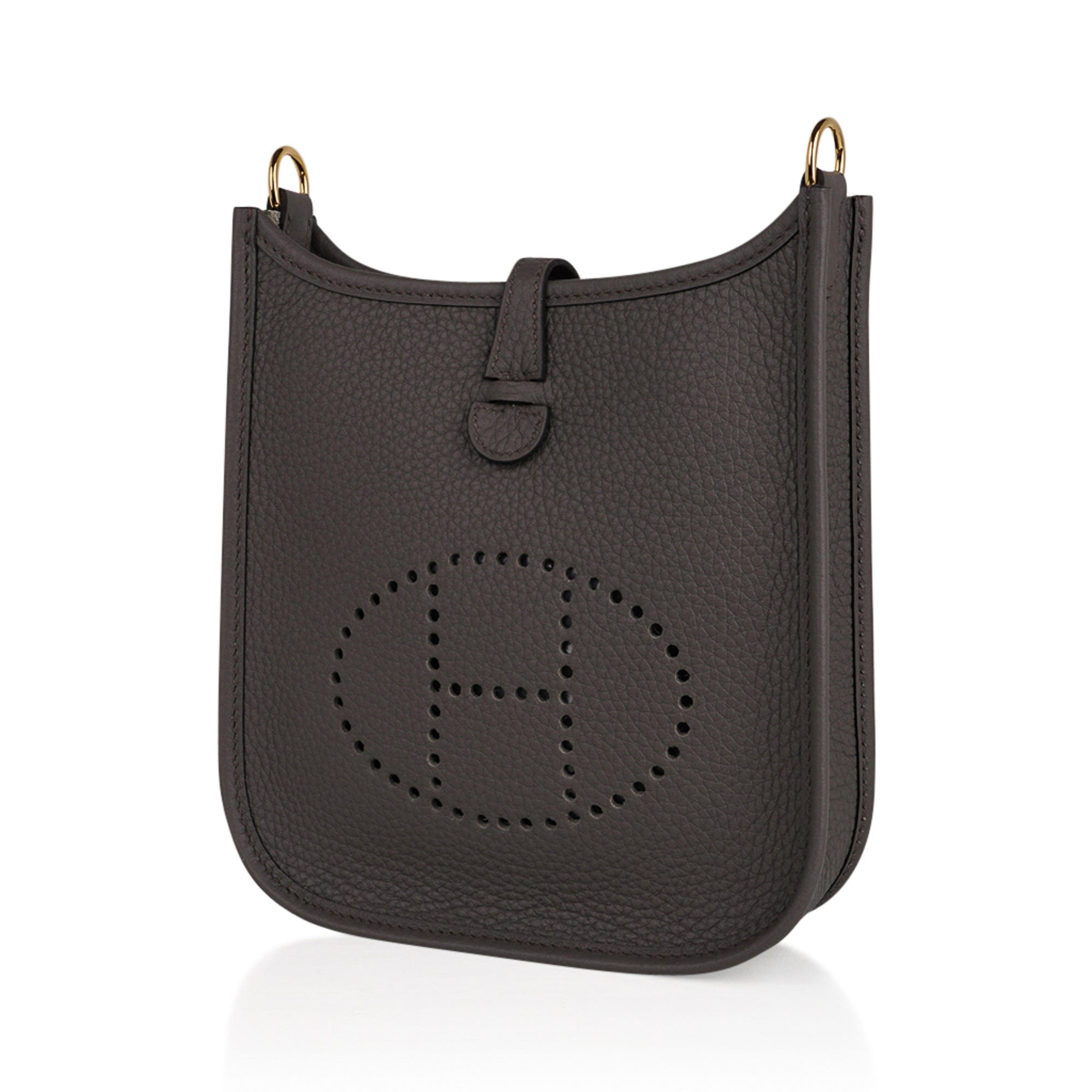 Hermes Mini Evelyne TPM Bag Etain Clemence Leather with Gold Hardware