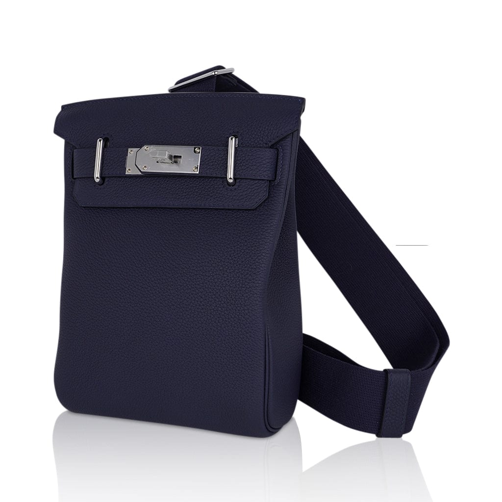 Hermes Hac a Dos PM Bag Bleu Nuit Togo Leather with Palladium