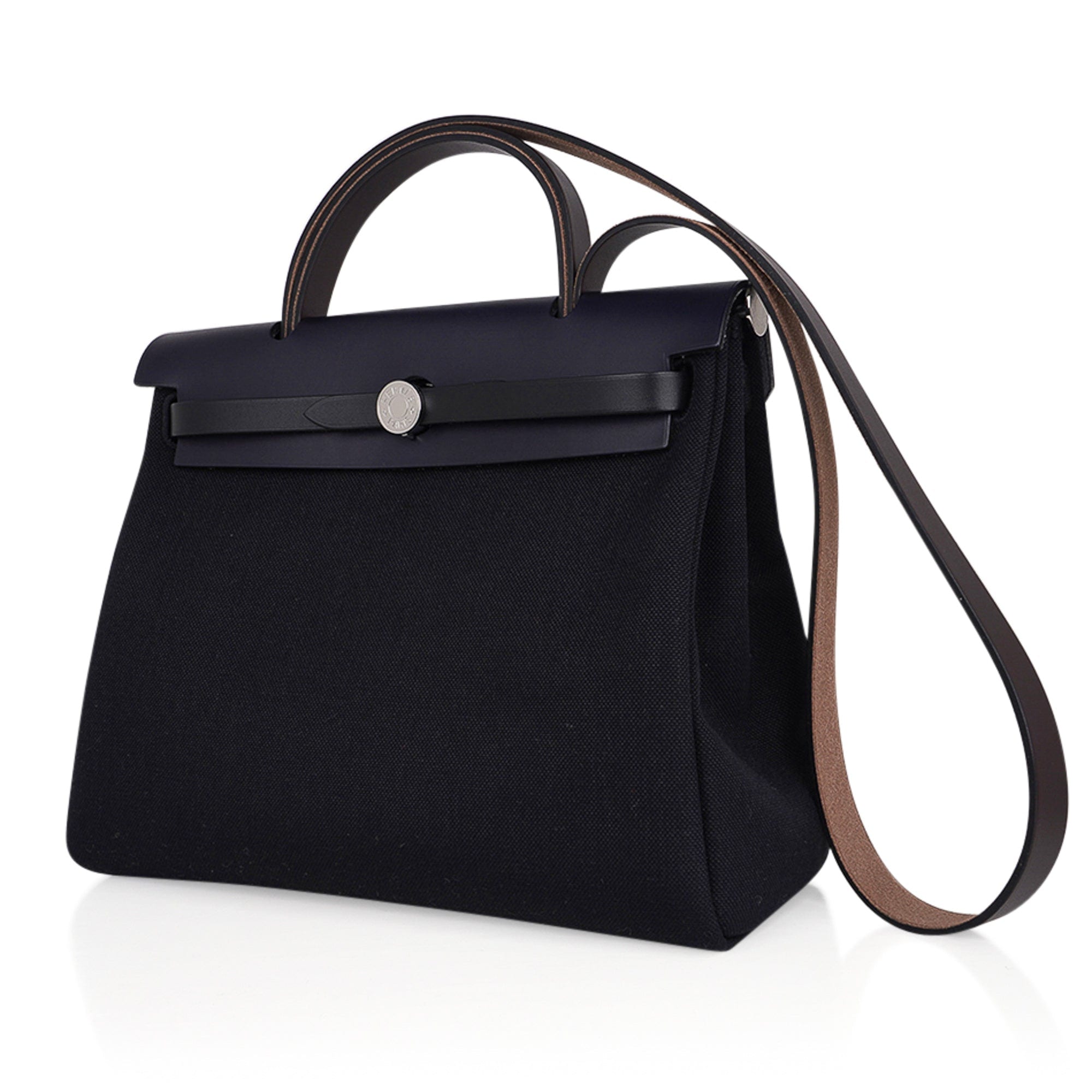 Hermes Black/Blue Sapphire Coated Canvas and Leather Limited Edition Herbag  Zip 31 Bag