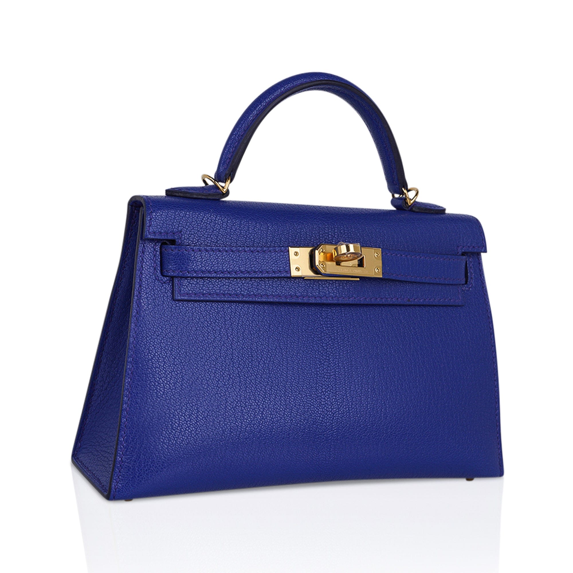 Hermès Mini Kelly 20 cm Blue Leather ref.25190 - Joli Closet