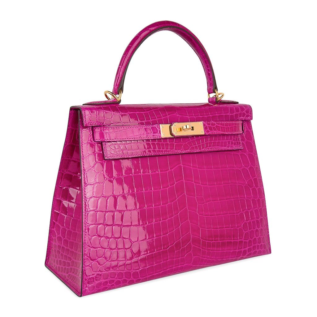 Hermès Kelly 28 Rose Sheherazade Sellier Crocodile Niloticus Lisse Gol —  The French Hunter