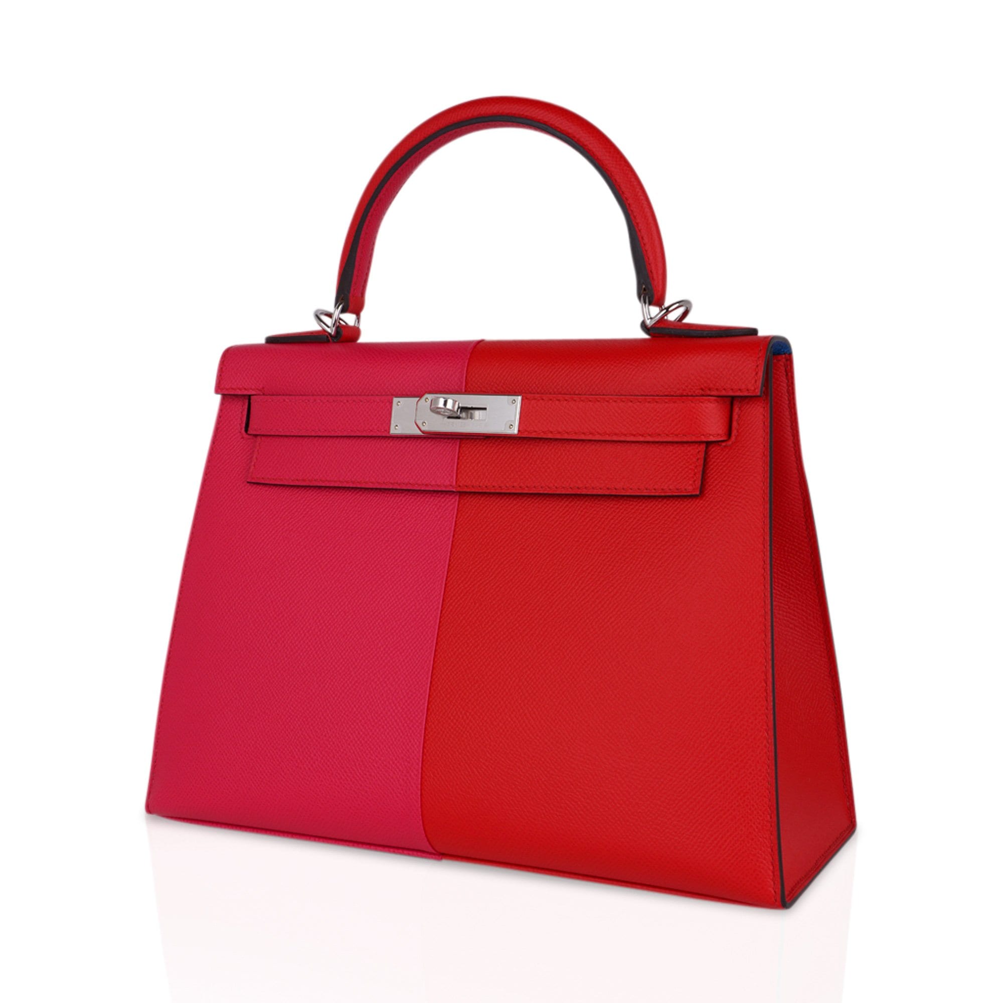 Hermès Kelly 28 Sellier Casaque Tri-Color Rouge Coeur Rose Extreme