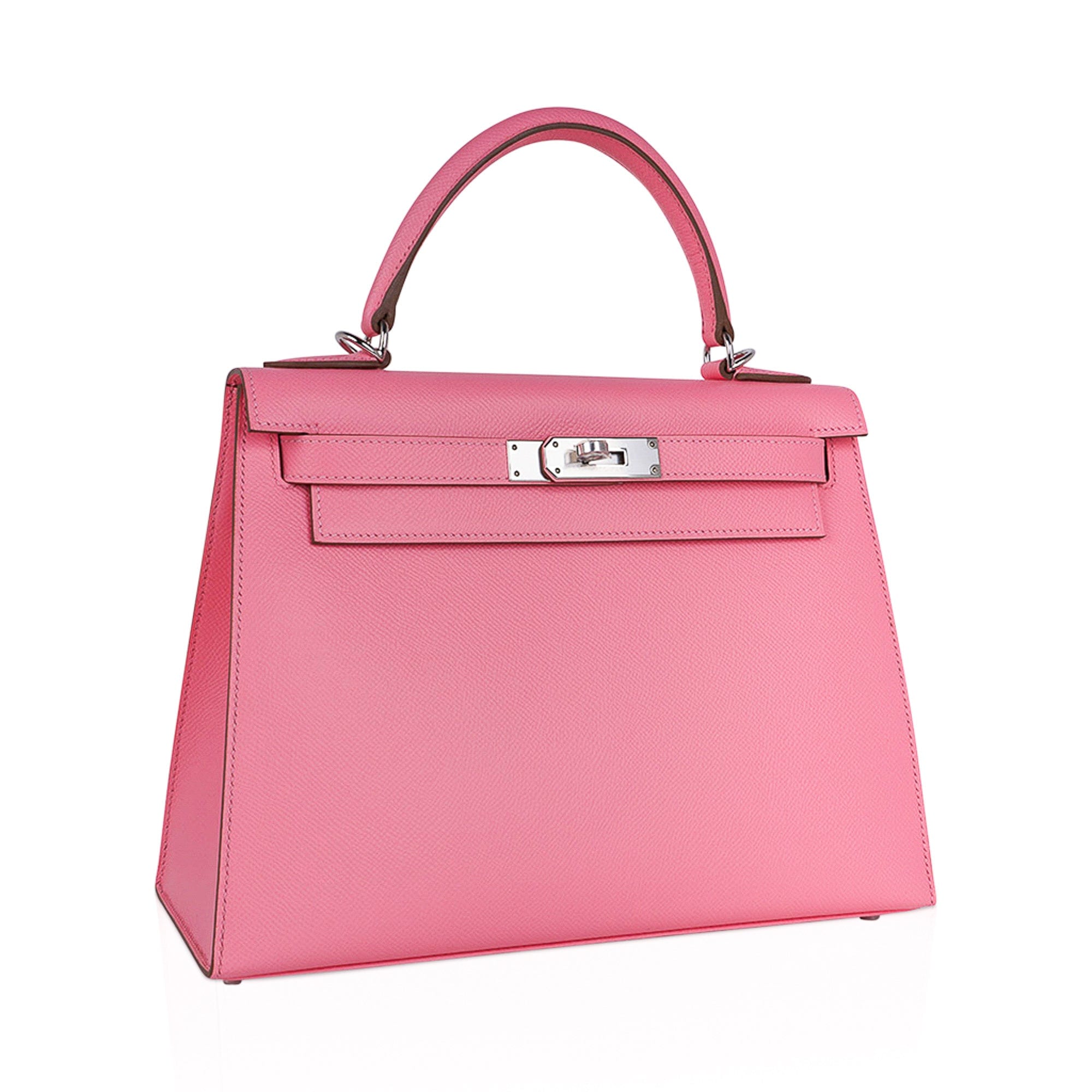 Hermes KELLY Pochette clutch bag ROSE CONFETTI pink epsom palladium –  Mightychic