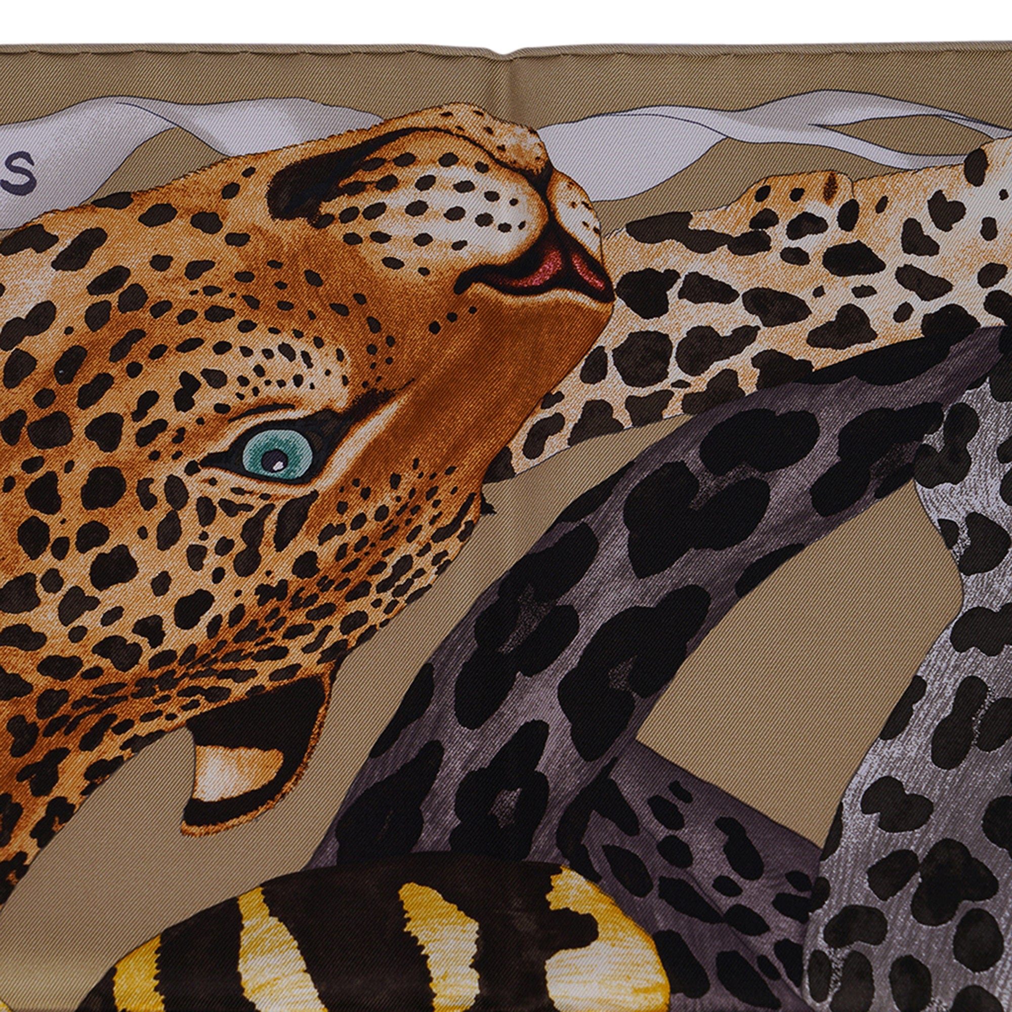Hermes Scarf Lazy Leopardesses 90 cm silk brown Carre leopard animal