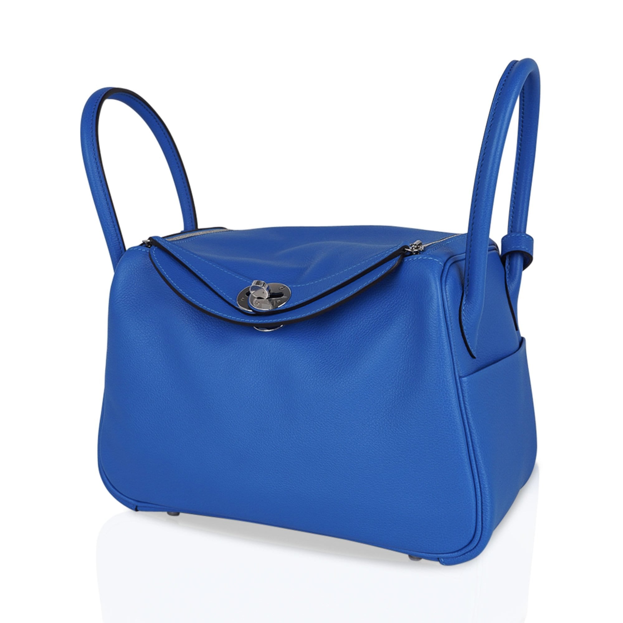 Lindy leather handbag Hermès Blue in Leather - 34503859