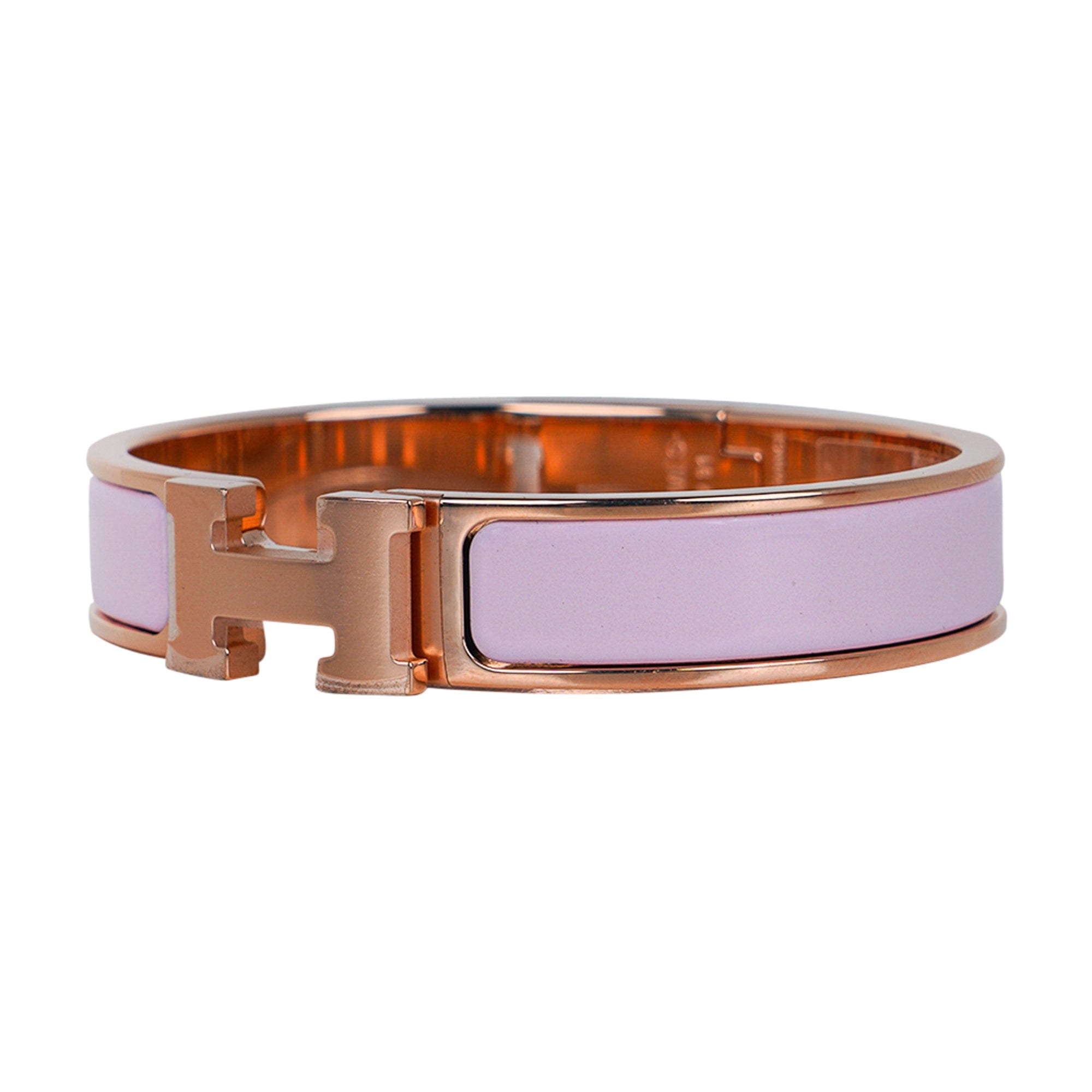 Hermes, Jewelry, Hermes Clic H Bracelet Gold Plated Hardware Rose Dragee  Gm