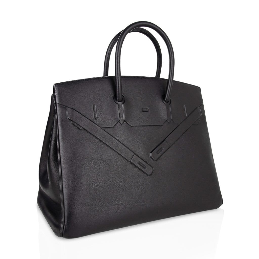 Hermes Shadow Birkin 35 Bag Limited Edition Black Swift Leather New