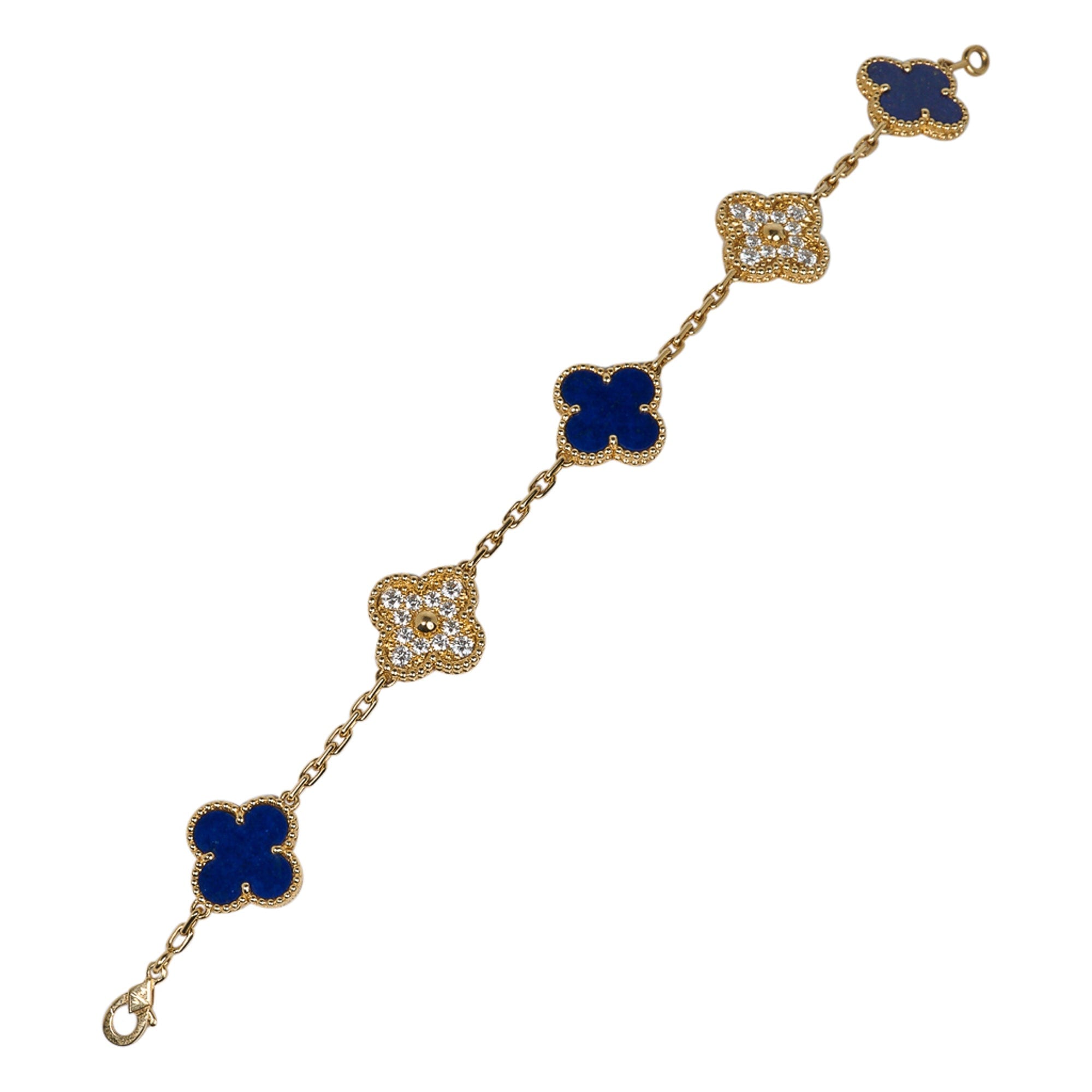 Van Cleef & Arpels Bracelet Sweet Alhambra Lapis Lazuli / Diamond 5 Motif Bracelet