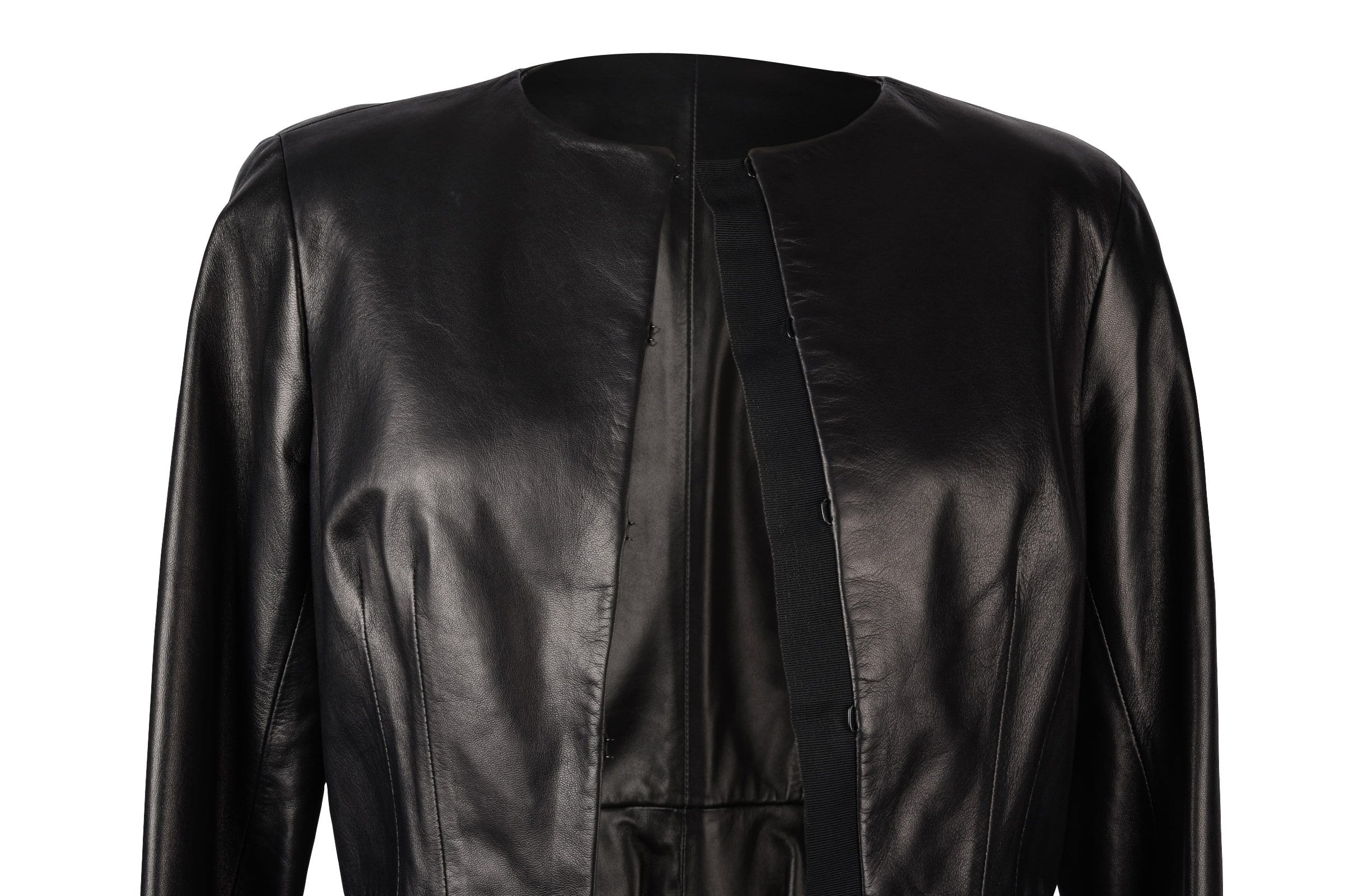 Carolina Herrera Jacket Peplum Black Lambskin Leather Feather Light 8 mint - mightychic