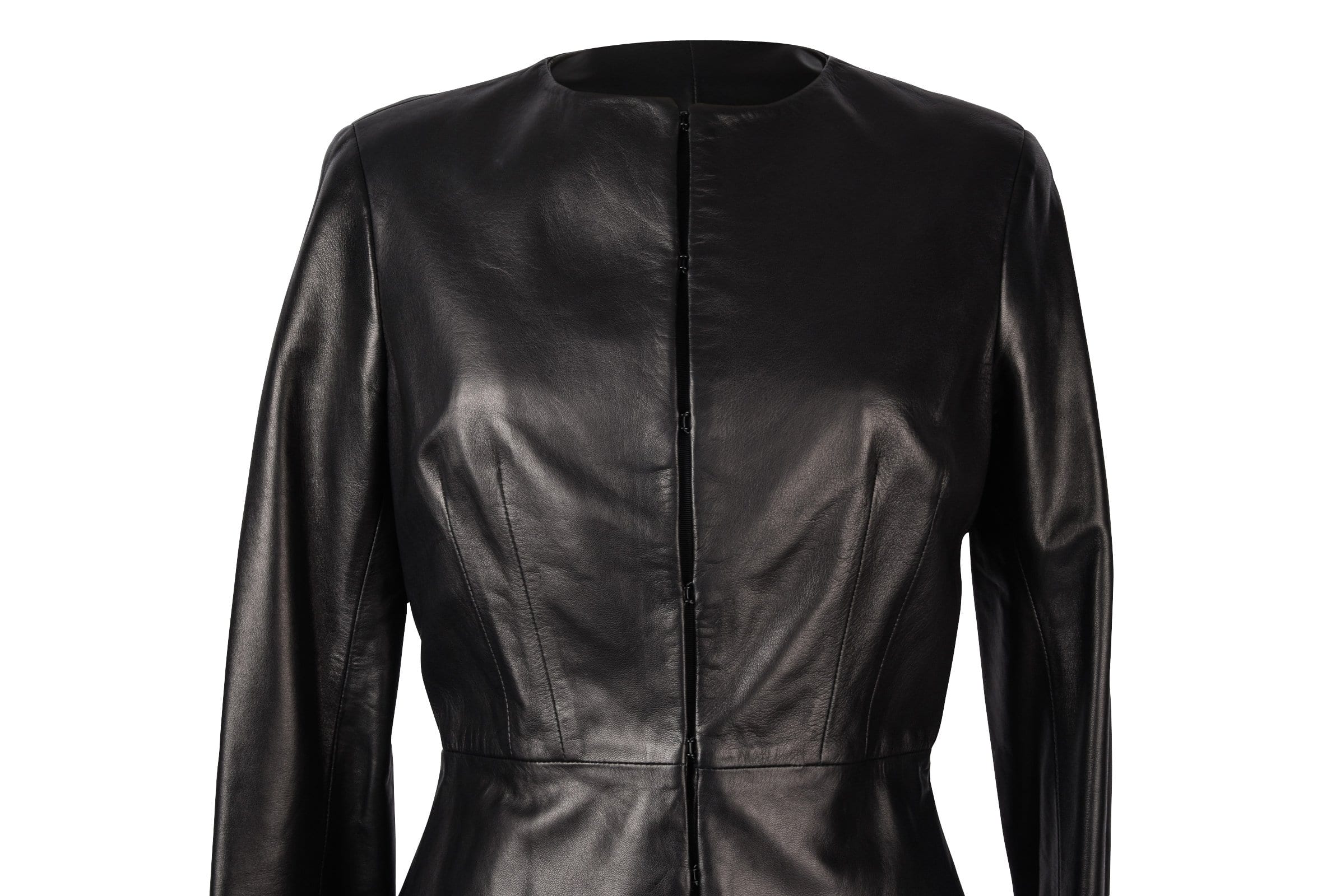 Carolina Herrera Jacket Peplum Black Lambskin Leather Feather Light 8 mint - mightychic