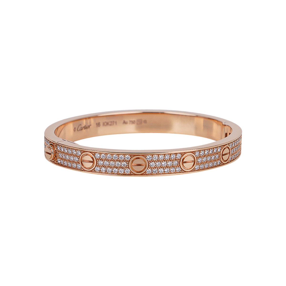 Cartier Diamond Love Bracelet 18k Rose Gold Sz 16