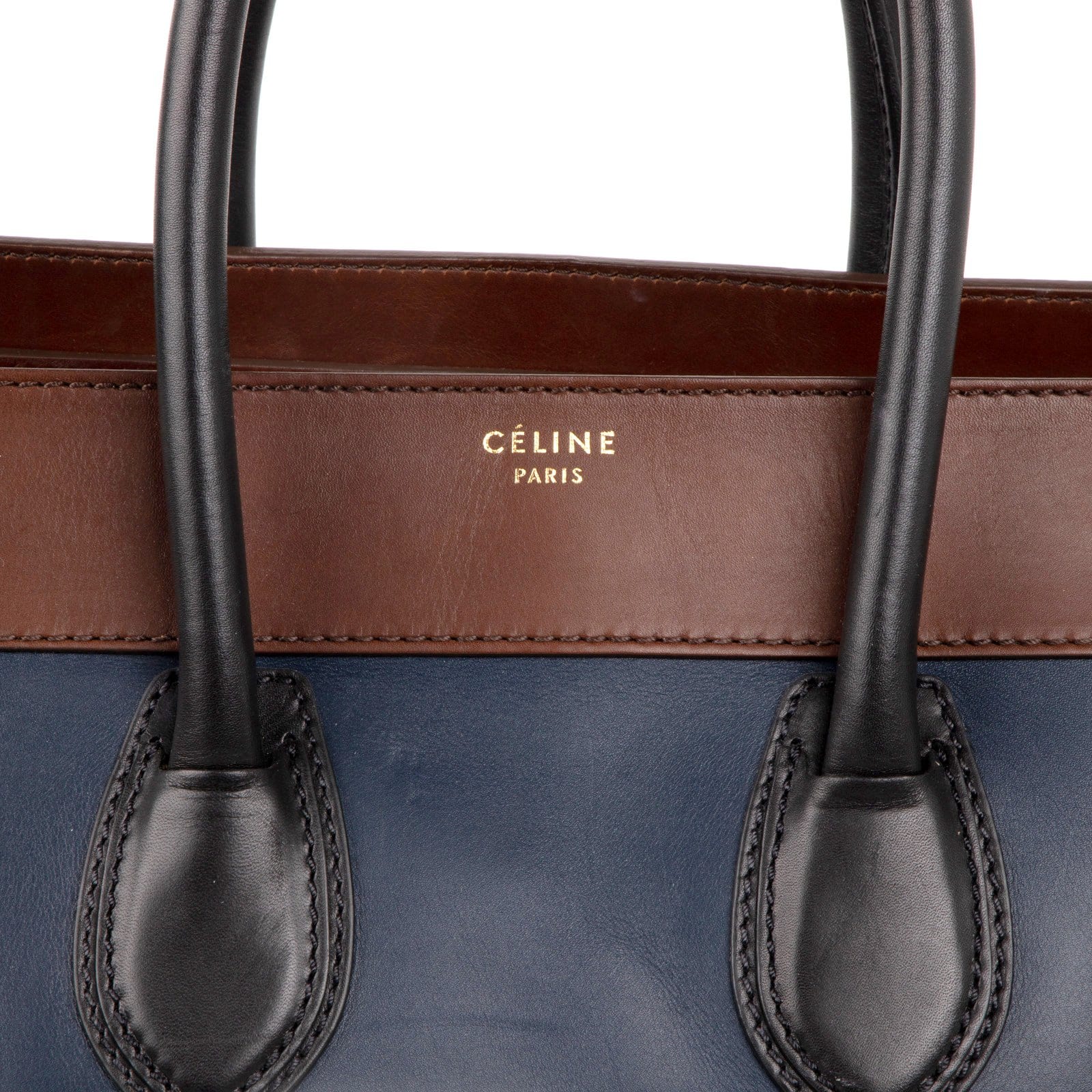 Celine Bag Phantom Medium Luggage Tote Tri Colour Navy Brown Black –  Mightychic