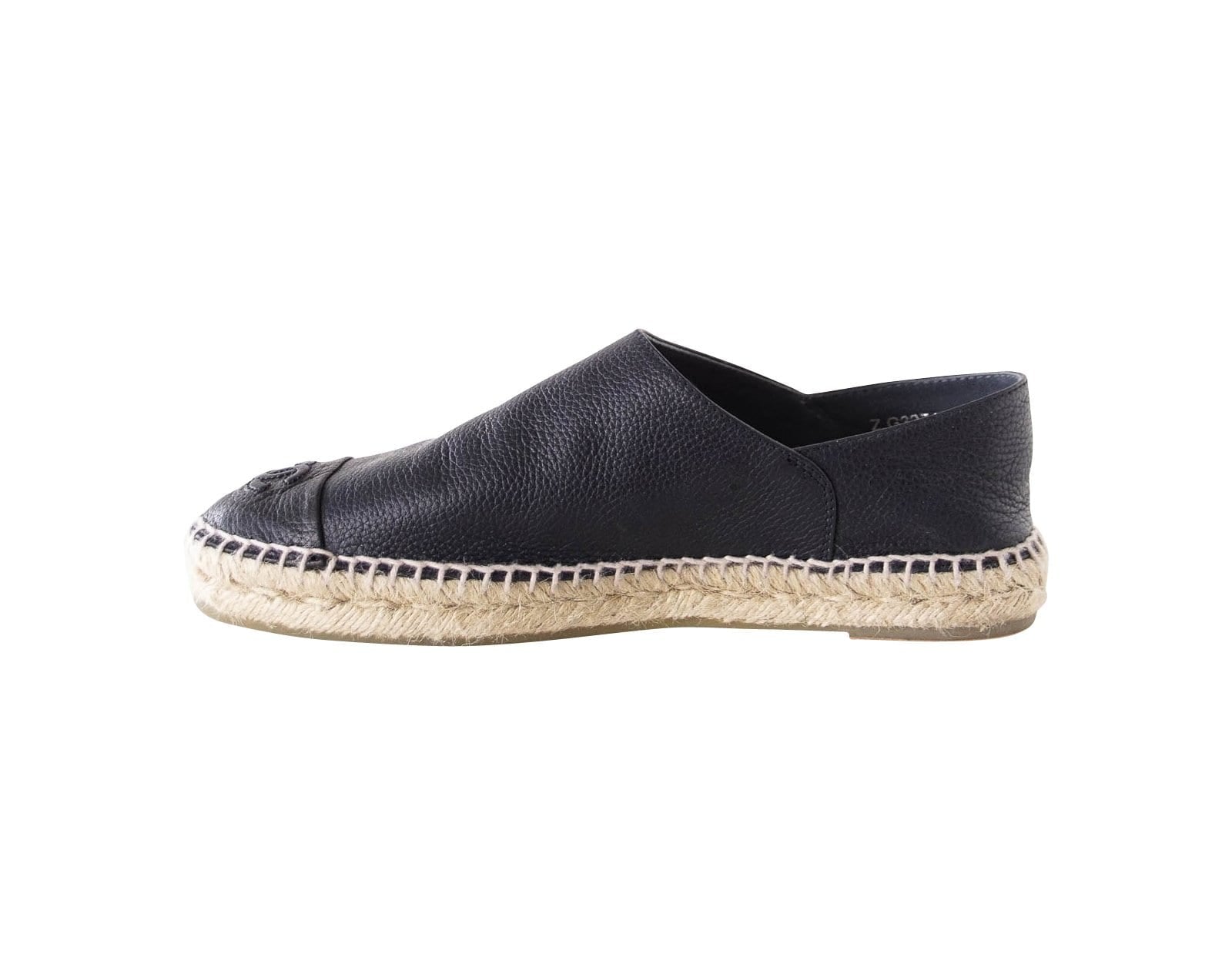 Chanel Shoe Espadrilles Cambon Loafers Dark Navy Leather 39 / 9 rare - mightychic