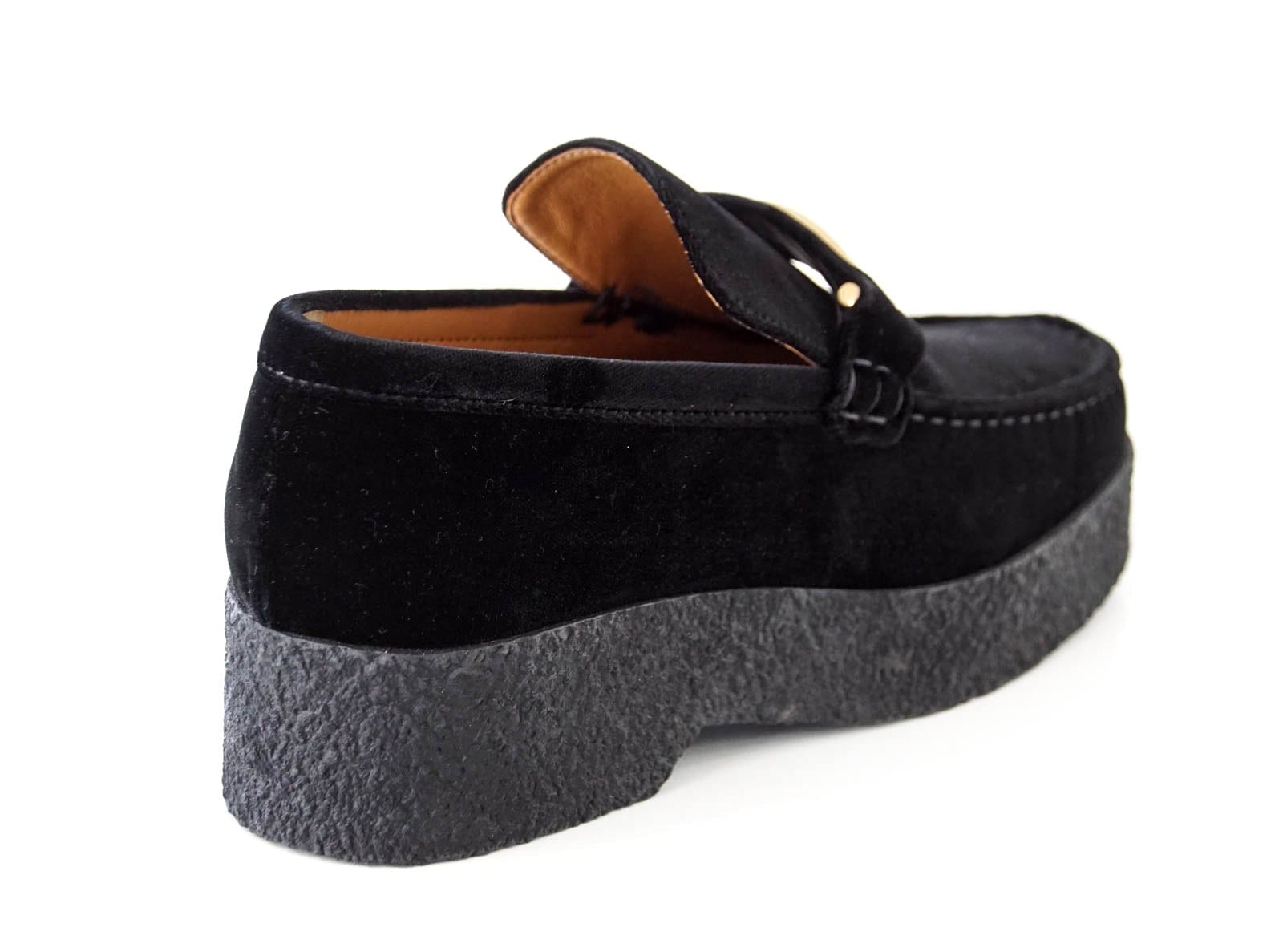 Celine Shoe Sleek Black Velvet Platform Loafer 39 / 9 New - mightychic