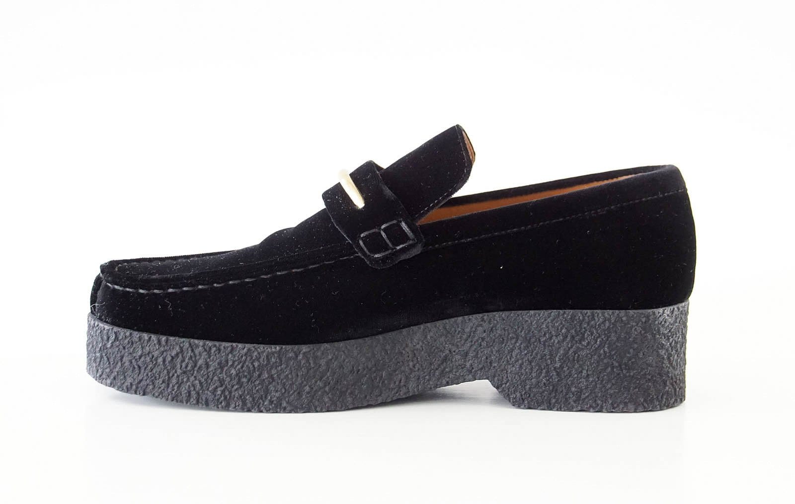 Celine Shoe Sleek Black Velvet Platform Loafer 39 / 9 New - mightychic