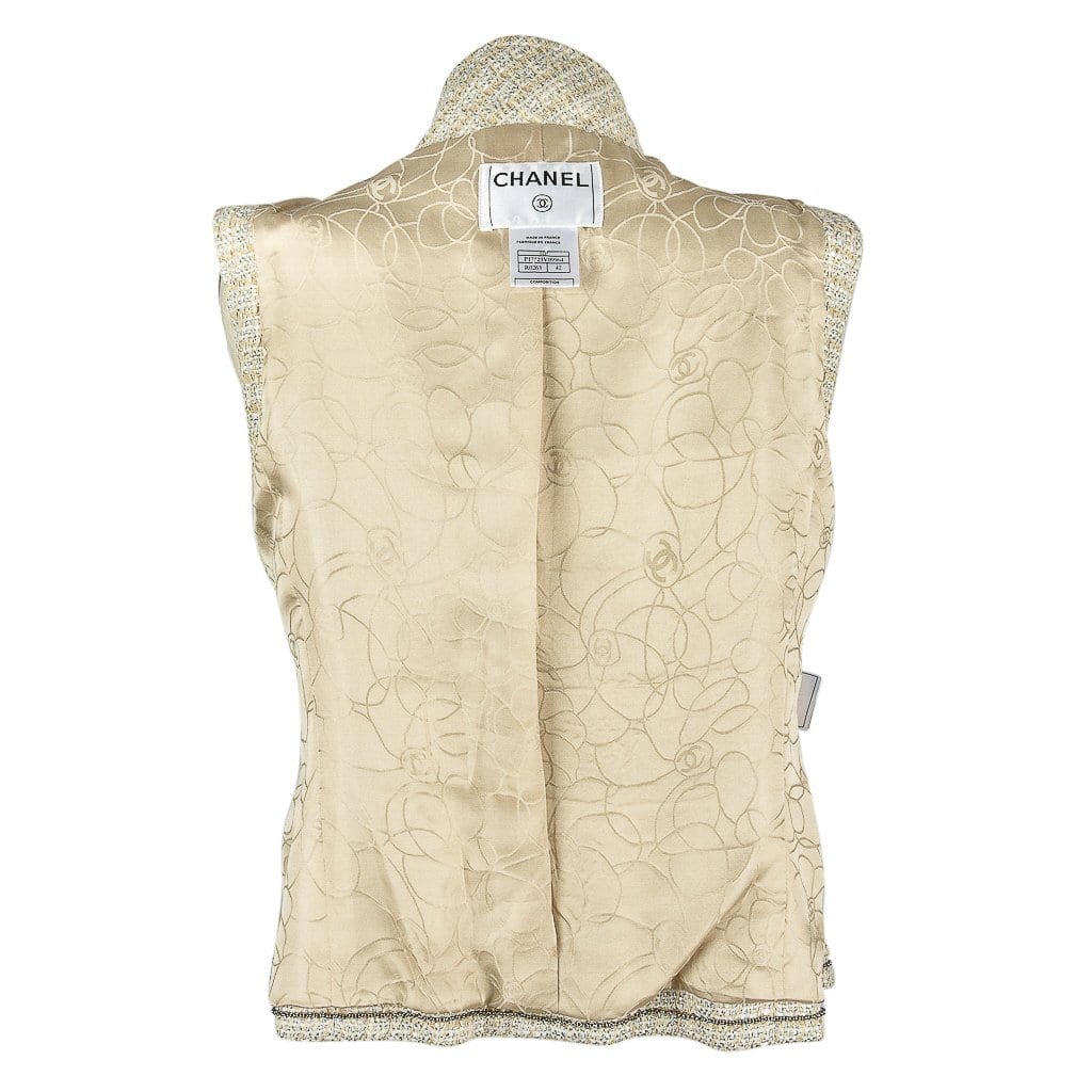 Chanel 01P Fantasy Tweed Vest / Top Zip Front High Neck 42 fits 6